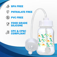 Hands-Free Baby Bottle - Self Feeding System 4 oz (2 Pack - Dinosaur)
