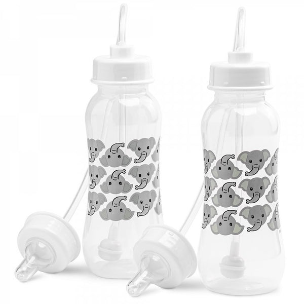 Hands-Free Baby Bottle - Self Feeding System 9 oz (2 Pack - Elephant)