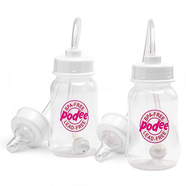 Hands-Free Baby Bottle - Self Feeding System 4 oz (2 Pack - Podee Pink)