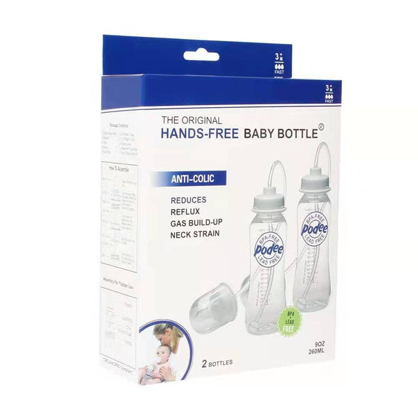 Hands-Free Baby Bottle - Anti-Colic Self Feeding Baby Bottle System 9 oz (2  Pack - Elephant)