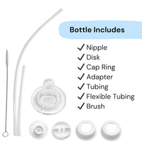 Hands-Free Baby Bottle - Anti-Colic Nursing System 9 oz Baby Bottle with Fast Flow Nipple/Teat 3m+ Infant with Tube Straw Feeding System for Toddler (2 Bottles - Pink)