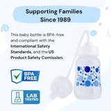 Hands-Free Baby Bottle - Anti-Colic Nursing System 4 oz Baby Bottle with Fast Flow Nipple/Teat 3m+ Infant with Tube Straw Feeding System for Toddler (2 Bottles - Blue)