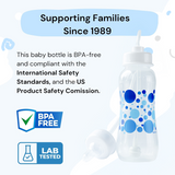 Hands-Free Baby Bottle - Anti-Colic Nursing System 9 oz Baby Bottle with Fast Flow Nipple/Teat 3m+ Infant with Tube Straw Feeding System for Toddler (2 Bottles - Blue)