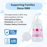 Hands-Free Baby Bottle - Anti-Colic Nursing System 4 oz Baby Bottle with Fast Flow Nipple/Teat 3m+ Infant with Tube Straw Feeding System for Toddler (2 Bottles - Pink)