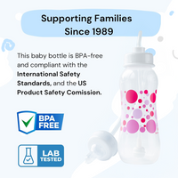 Hands-Free Baby Bottle - Anti-Colic Nursing System 9 oz Baby Bottle with Fast Flow Nipple/Teat 3m+ Infant with Tube Straw Feeding System for Toddler (2 Bottles - Pink)