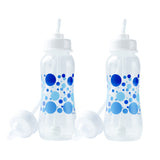 Hands-Free Baby Bottle - Anti-Colic Nursing System 9 oz Baby Bottle with Fast Flow Nipple/Teat 3m+ Infant with Tube Straw Feeding System for Toddler (2 Bottles - Blue)