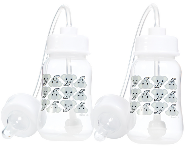 Hands-Free Baby Bottle - Self Feeding System 4 oz (2 Pack - Elephant)