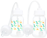 Hands-Free Baby Bottle - Self Feeding System 4 oz (2 Pack - Dinosaur)